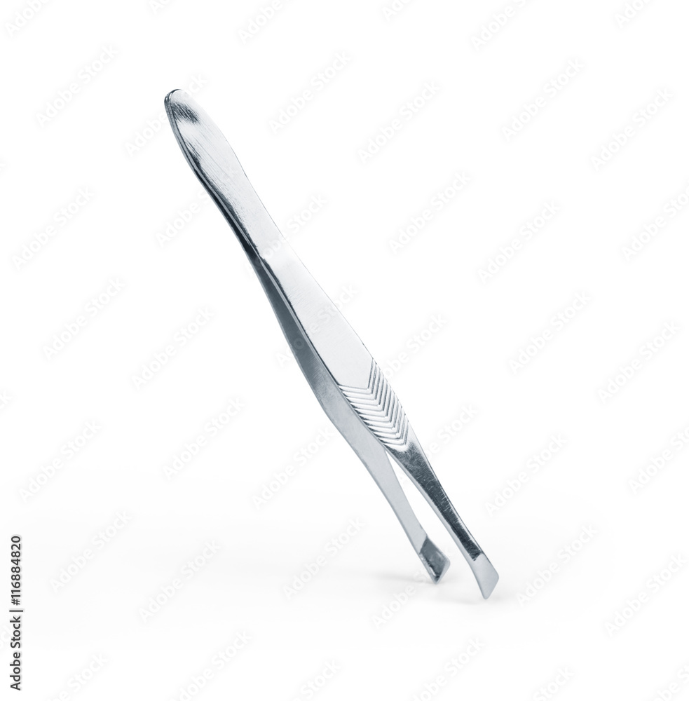 Medical image of metallic tweezers close-up Medical image of metallic tweezers close-up