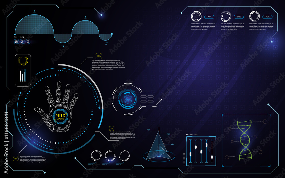 hand hud interface ui technology innovation computer concept design template background
