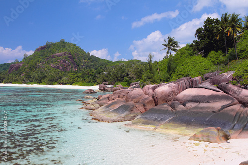 Tropical coast  gulf Baie Lazare. Mahe  Seychelles