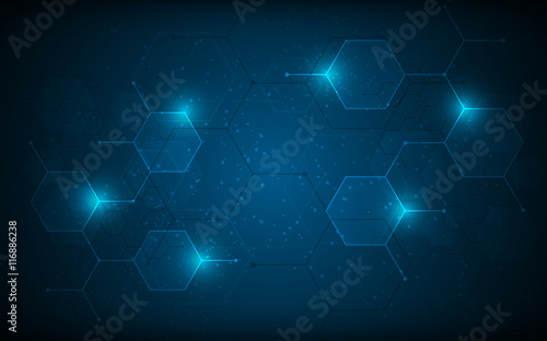 abstract hexagon pattern molecular sci fi scientific design tech innovation concept background