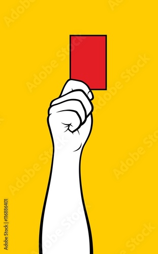 Referee hand showing red card