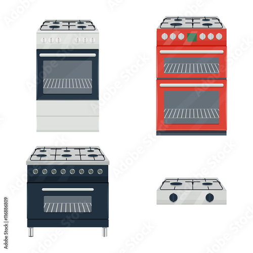 gas cooker set vector illustration isolated on white background