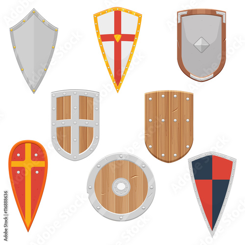 Knight Shields set from the Middle Ages vector illustration