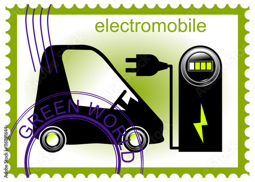 electromobile electric ecology car electrocar charging station p