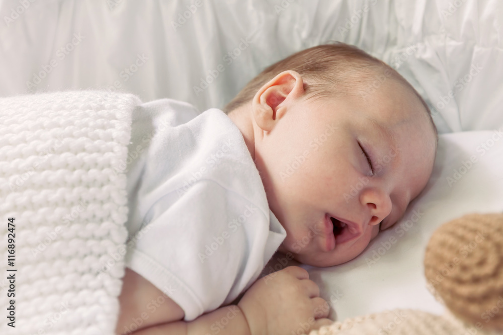 Baby Boy Sleeping On The Blanket Baby Boy Sleeping On The Blanket
