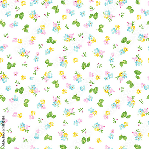 Seamless pattern with small blue flowers, forget-me-not