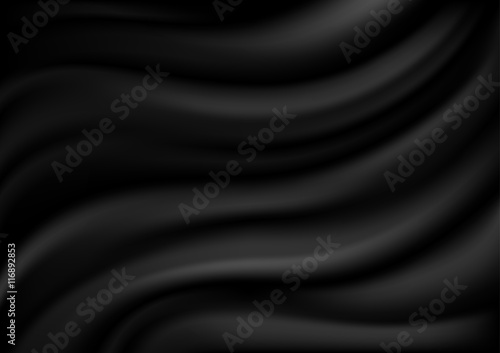 Black Satin Background - Abstract Texture or Velvet Material Illustration, Vector