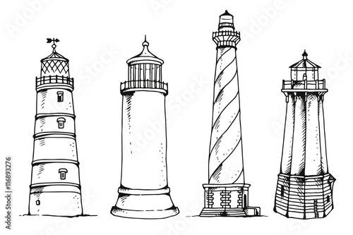 Vector set of lighthouses