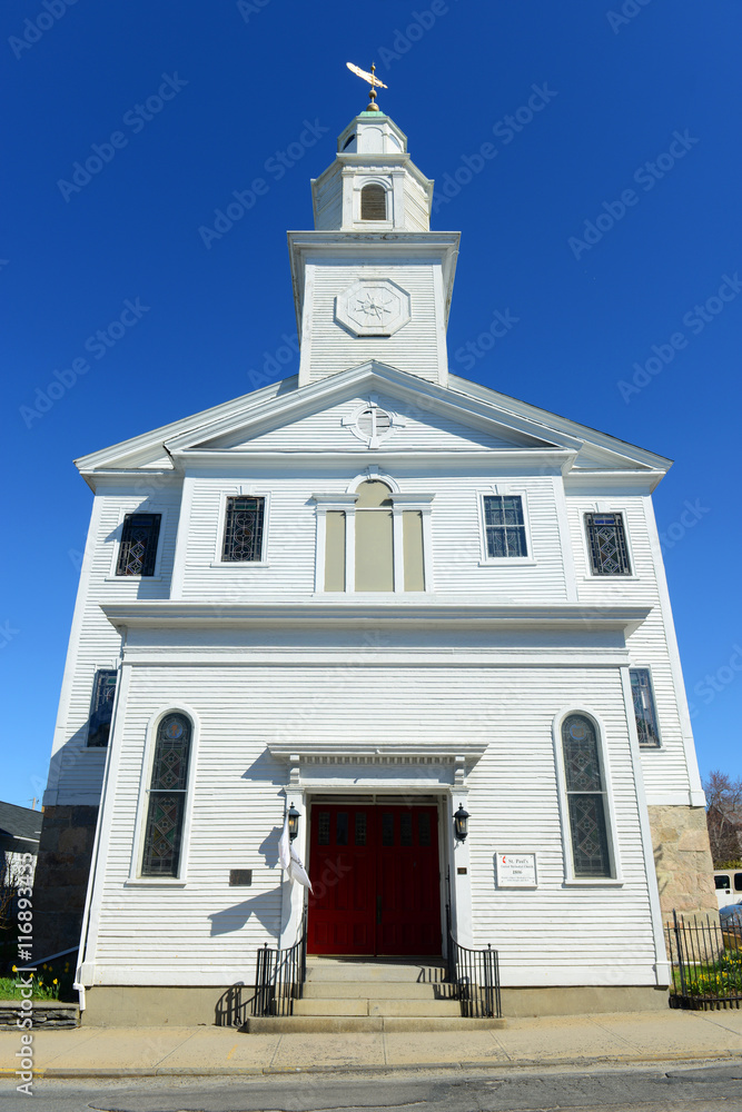 St. Paul's United Methodist Church was built in 1805 with the Colonial style in downtown Newport, Rhode Island, USA.