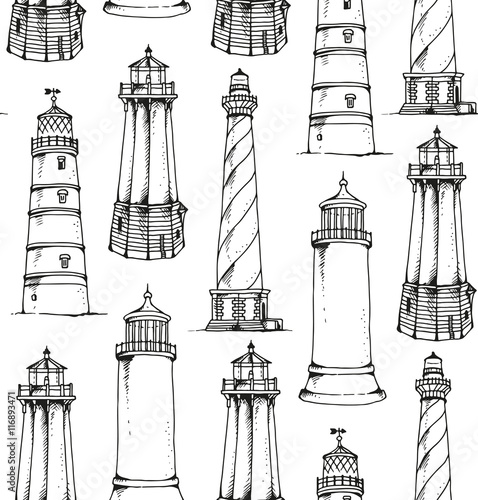 Lighthouses vector pattern