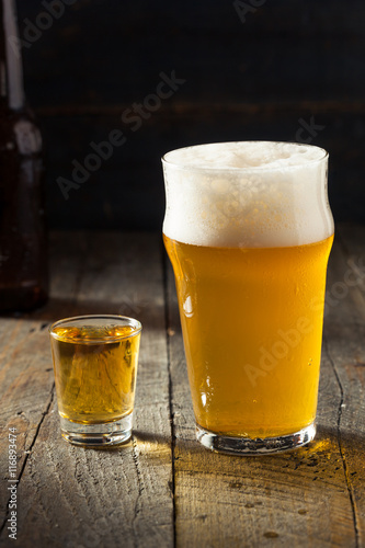 Refreshing Beer and Whiskey Shot Boilermaker