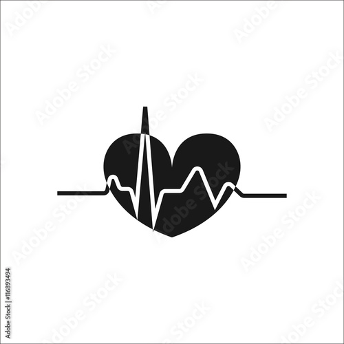 Heart beat, cardiogram symbol simple icon on background