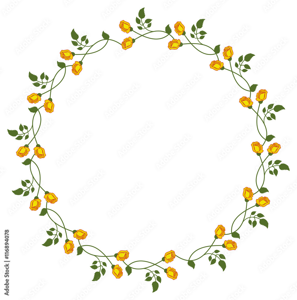 Round frame with yellow roses. Vector clip art. Round frame with yellow roses. Vector clip art.