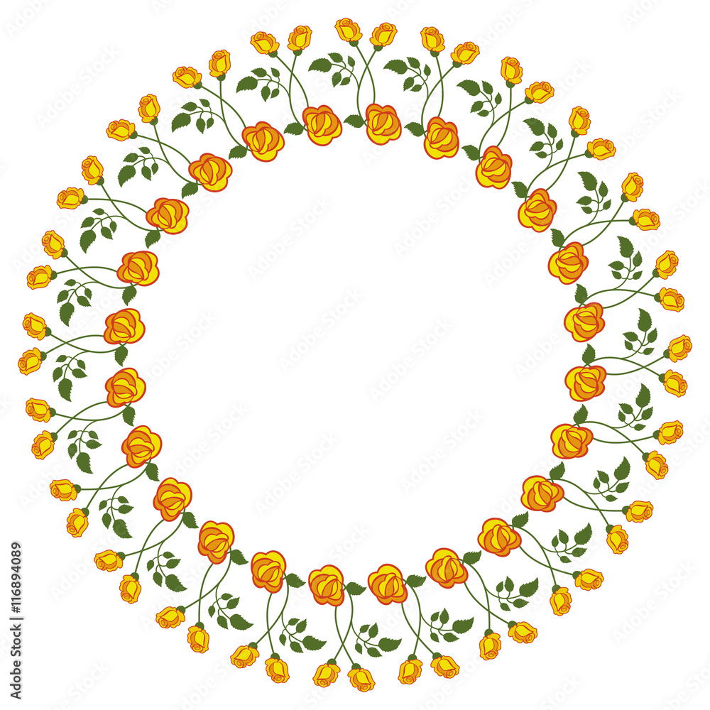 Round frame with yellow roses. Vector clip art. Round frame with yellow roses. Vector clip art.