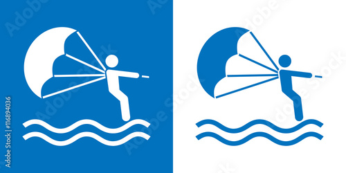 Icono plano kitesurf azul