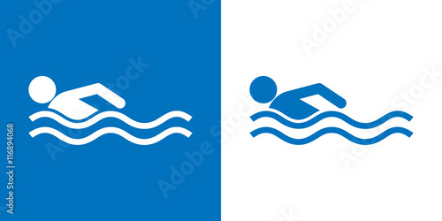 Icono plano nadador vista lateral azul