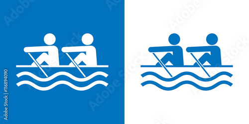 Icono plano remeros azul