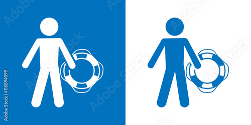 Icono plano salvavidas azul