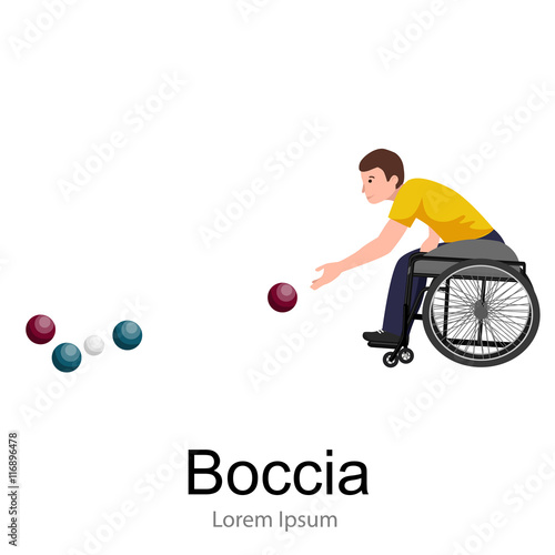 Disabled Athlete On Wheelchair Play Boccia Sport Competition Vector