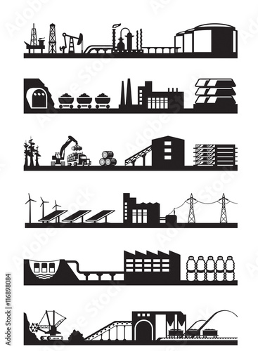 Extraction and processing of natural resources - vector illustration