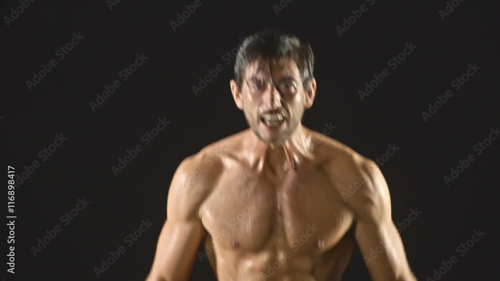 Getting Pumped Up. Athletic Male Working Out. Boxing. Slow Motion. Getting Pumped Up. Athletic Male Working Out. Boxing. Slow Motion.