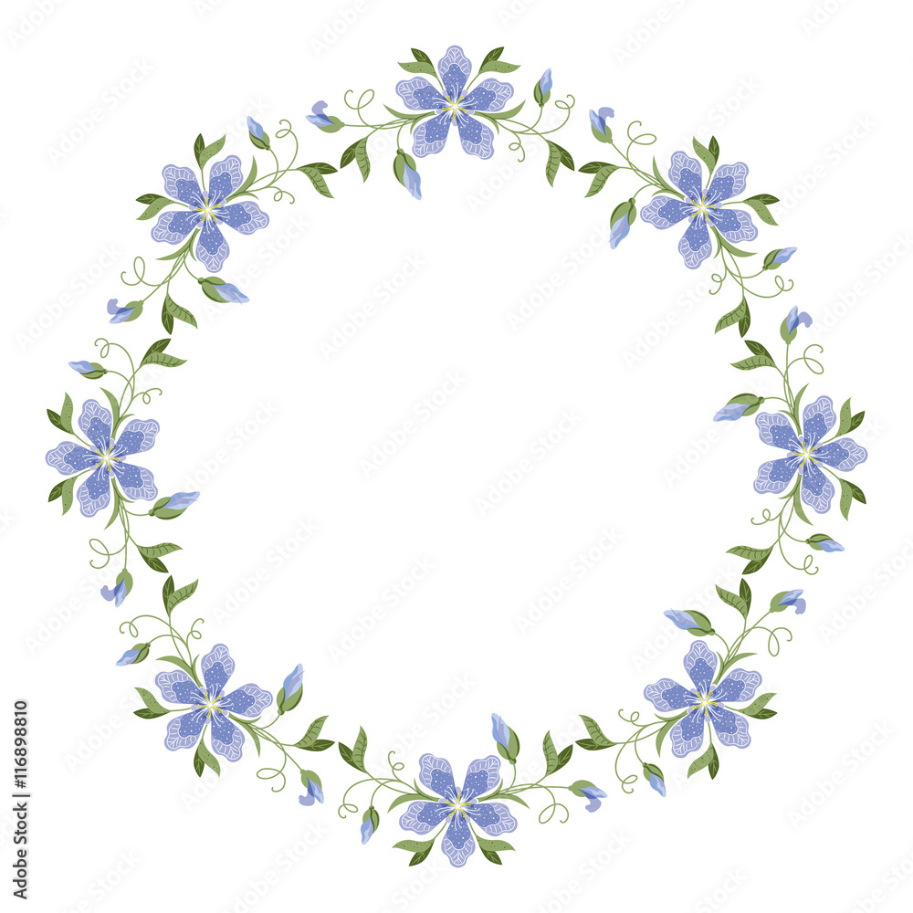 Frame of forget-me-nots and leaves for invitations, flyers, post Frame of forget-me-nots and leaves for invitations, flyers, post