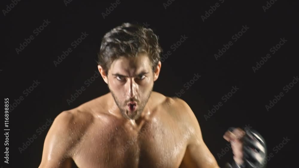 Getting Pumped Up. Athletic Male Working Out. Boxing. Slow Motion. Getting Pumped Up. Athletic Male Working Out. Boxing. Slow Motion.