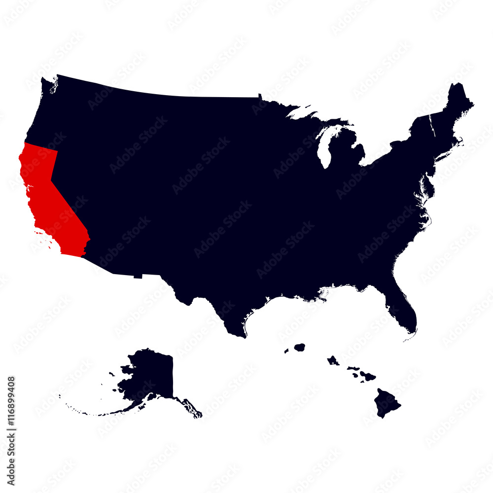 California State in the United States map California State in the United States map