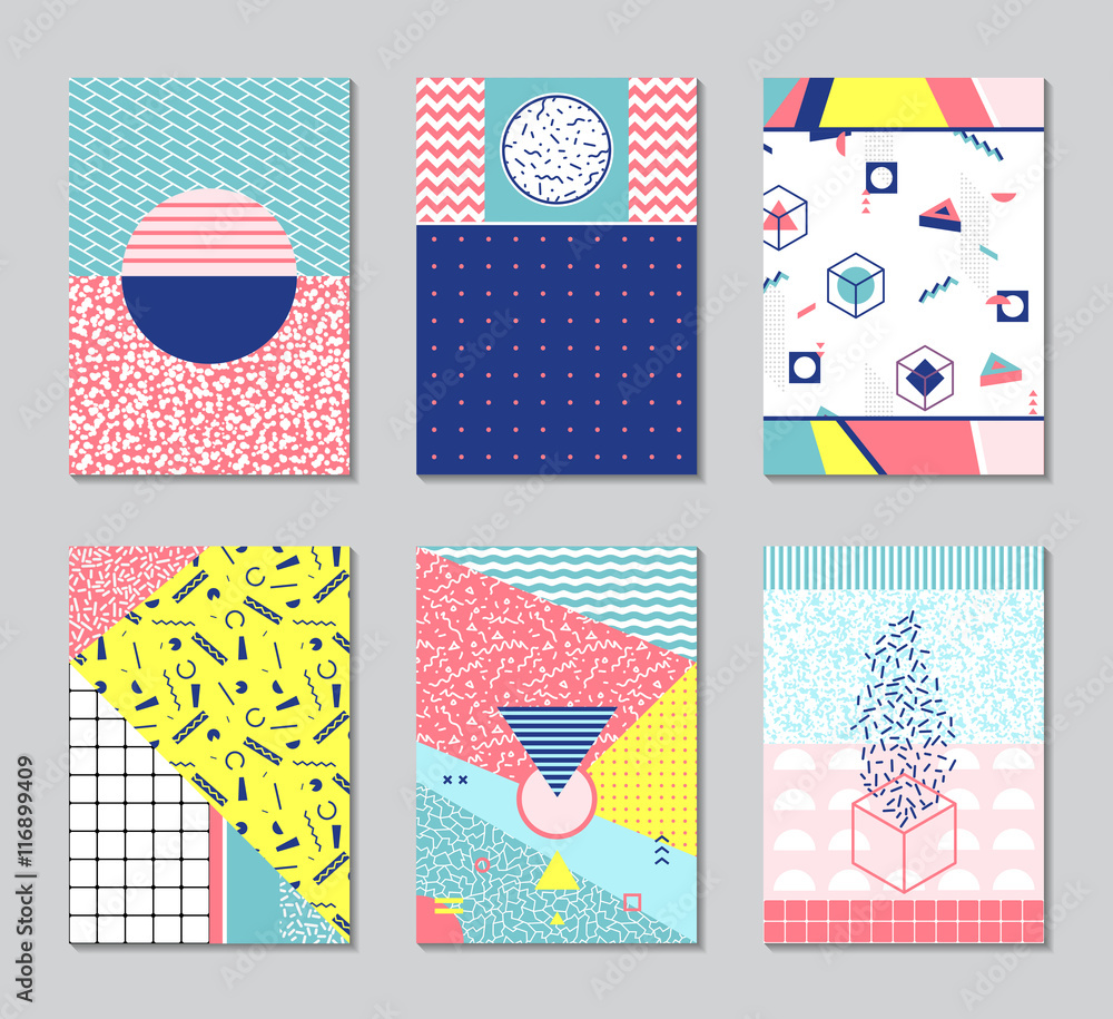 Abstract memphis style cards. Abstract memphis style cards.
