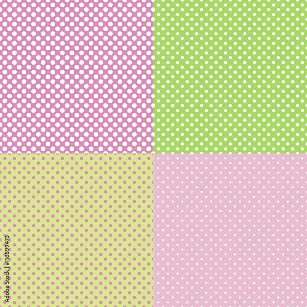 Set of pastel seamless patterns with dots. Set of pastel seamless patterns with dots.