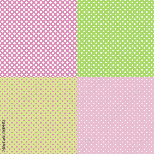 Set of pastel seamless patterns with dots.