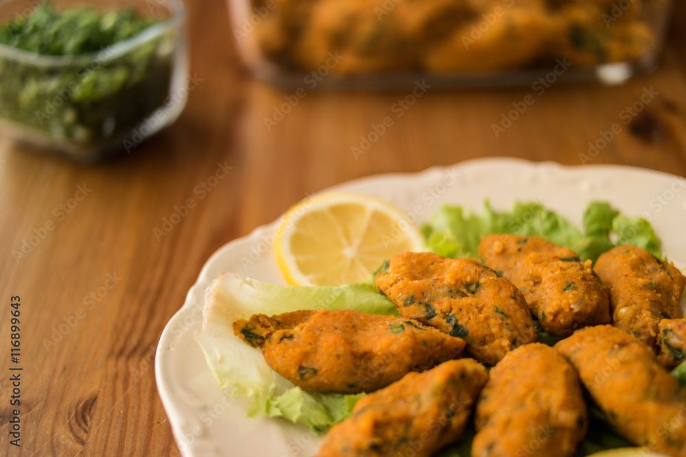 Mercimek Koftesi / Turkish Food with Bulgur and Lentil. Mercimek Koftesi / Turkish Food with Bulgur and Lentil.
