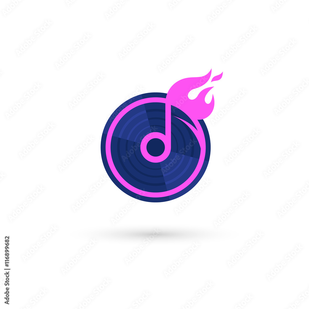 Music logo template. Abstract creative note sign. Isolated on white  background. Vector illustration, eps 10. Stock Vector | Adobe Stock