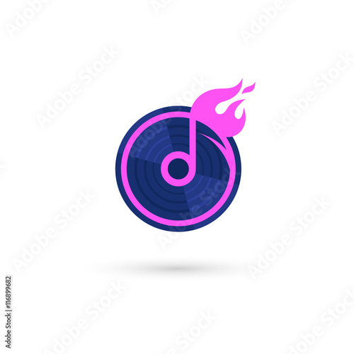 Music logo template. Abstract creative note sign. Isolated on white background. Vector illustration, eps 10.