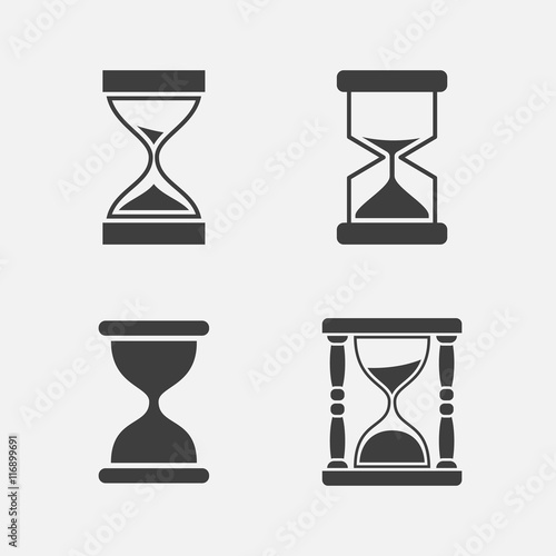 Hourglass icon set (four pieces). Isolated on white background. Vector illustration, eps 8.