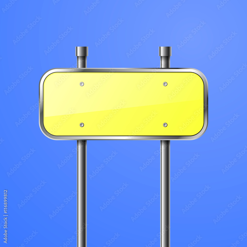 Yellow blank road sign. Vector illustration.
Yellow blank road sign. Vector illustration.