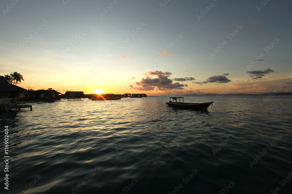 sunset and boats
