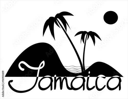Jamaica - vector composition witn palms, sand and sea
