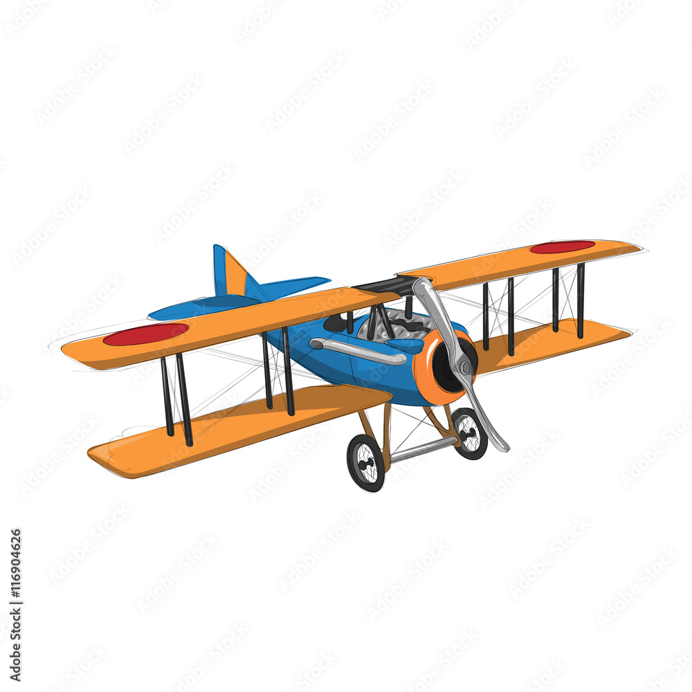 light air plane illustration - yellow and blue