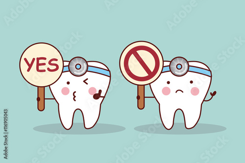 Happy cartoon tooth and dentist