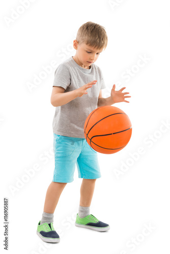 Cute Boy Playing Basketball