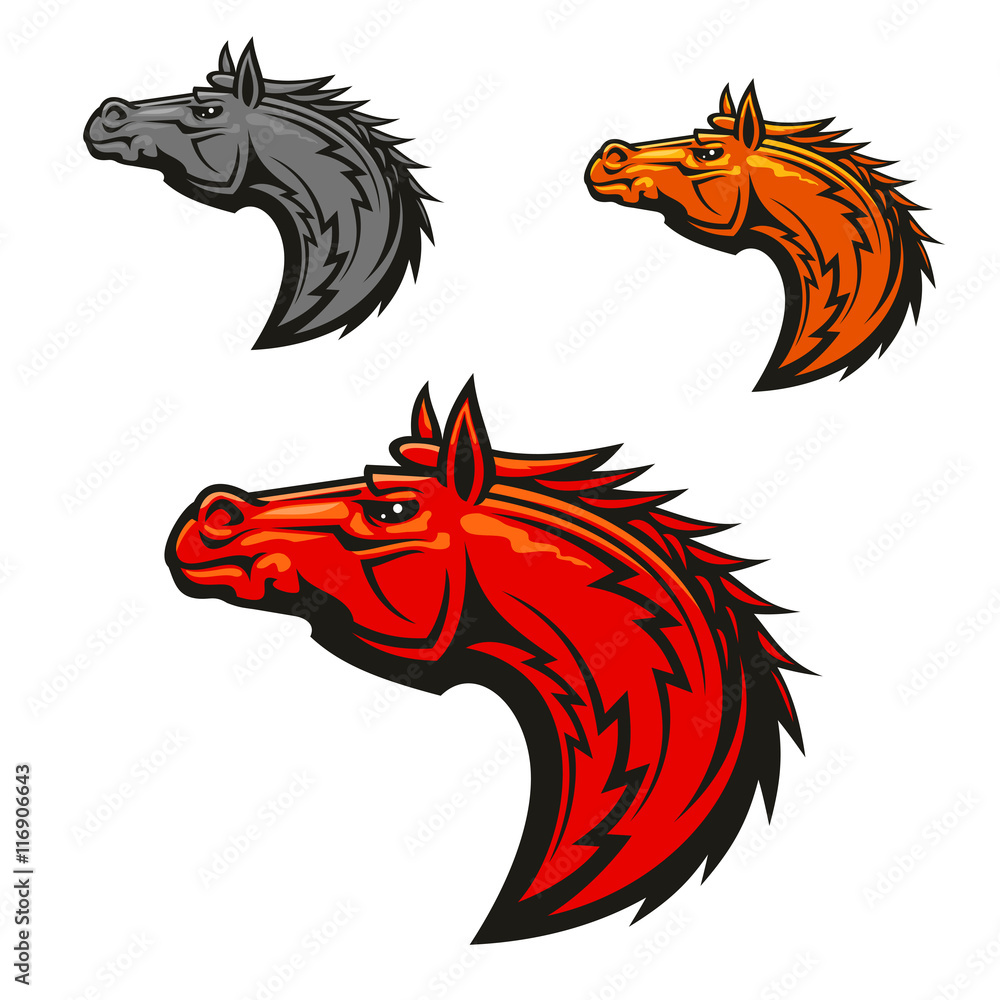 Horse stallion mascot heads set Horse stallion mascot heads set