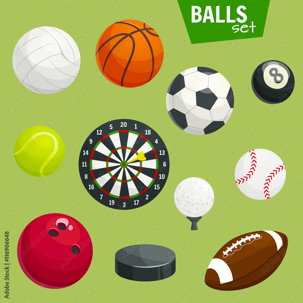 Sport balls set. Sports gaming accessories