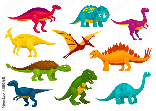 Naklejka Kolekcja kreskówka dinozaurów. Zwierzęta wektorowe