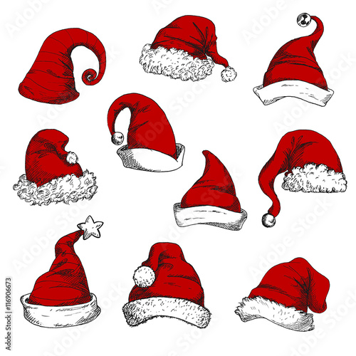 Santa christmas red hats set