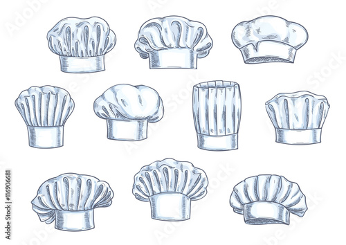 Chef toques, caps and hats icons