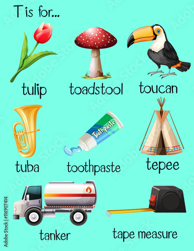 Many words begin with letter T