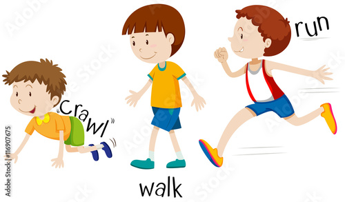 Boys in different actions