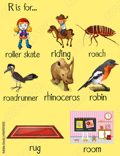 Many words begin with letter R