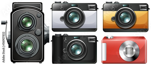 Set of vintage cameras